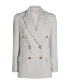 Brunello Cucinelli Cable-knit Double-breasted Coat In Gray