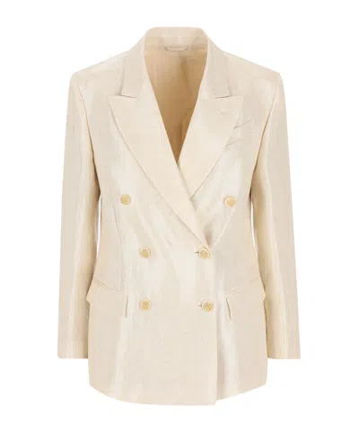 Brunello Cucinelli Long-sleeved Suit Jacket In Neutral