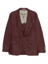 Brunello Cucinelli Tailored Single-breasted Jacket Lapel In Red