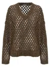 Brunello Cucinelli Rustic Dazzling Net Sweaters And Cardigans Brown In Brown