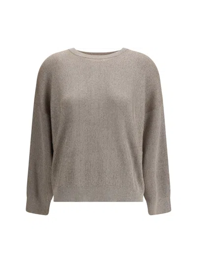 BRUNELLO CUCINELLI BRUNELLO CUCINELLI LUREX DETAILED CREWNECK JUMPER