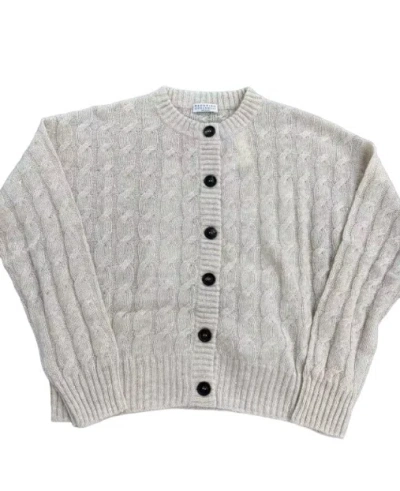 Brunello Cucinelli Long-sleeved Sweater In Gray