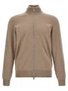 Brunello Cucinelli Zipper Cardigan High Collar In Brown