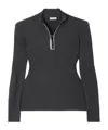 Brunello Cucinelli Bead-embellished Ribbed Wool Turtleneck Top In Black