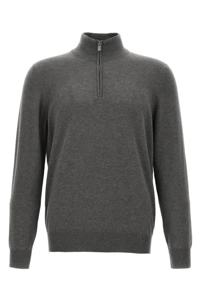 BRUNELLO CUCINELLI BRUNELLO CUCINELLI FUNNEL-NECK KNITTED POLO SHIRT