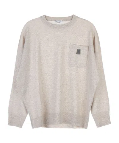 Brunello Cucinelli Long-sleeved Sweater In Beige