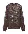 Brunello Cucinelli Foliage Lace Linen And Silk Diamond Knit In Black