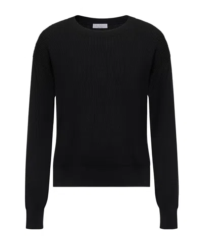 Brunello Cucinelli Long-sleeved Sweater In Black