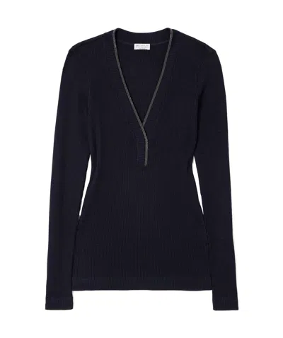 Brunello Cucinelli Long-sleeved Sweater In Black