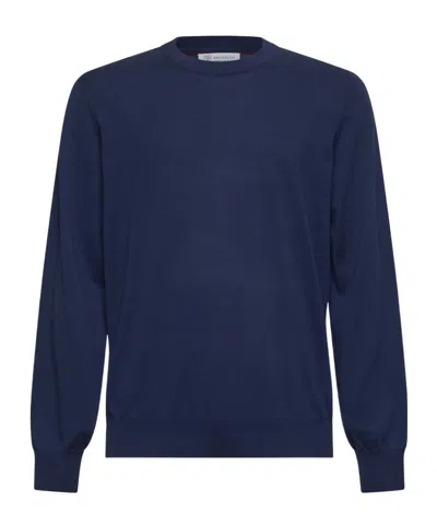 Brunello Cucinelli Long-sleeved Sweater In Blue