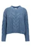 Brunello Cucinelli Alpaca-wool Irish Cable Knit V-neck Sweater In Blue