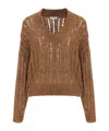 Brunello Cucinelli Rustic Dazzling Net Sweater In Brown