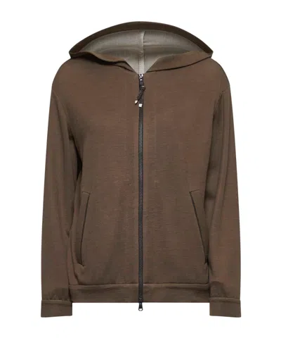 Brunello Cucinelli Zipped Hoodie In Brown