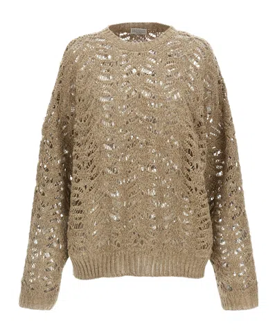 Brunello Cucinelli Long-sleeved Sweater In Brown