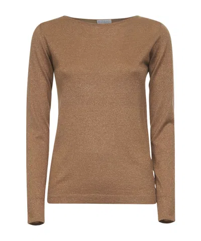 Brunello Cucinelli Long-sleeved Sweater In Brown