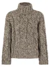Brunello Cucinelli Women Wool And Cashmere Sweater With Sequins In Neutral