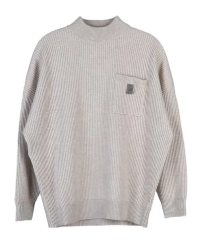 Brunello Cucinelli Long-sleeved Sweater In Gray