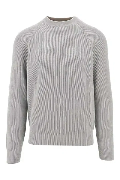 Brunello Cucinelli Long-sleeved Sweater In Gray