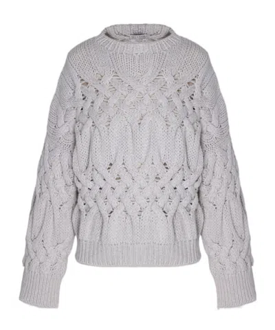 Brunello Cucinelli Long-sleeved Sweater In Gray