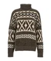 Brunello Cucinelli Retro Jacquard Cashmere Wool Turtleneck Sweater In Multicolor