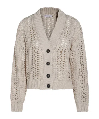 BRUNELLO CUCINELLI BRUNELLO CUCINELLI LONG SLEEVED OPEN-KNIT CARDIGAN