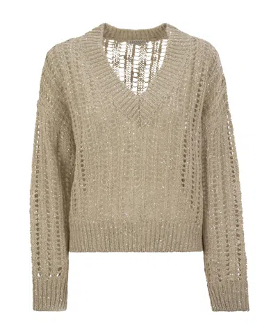 Brunello Cucinelli Long-sleeved Sweater In Nude