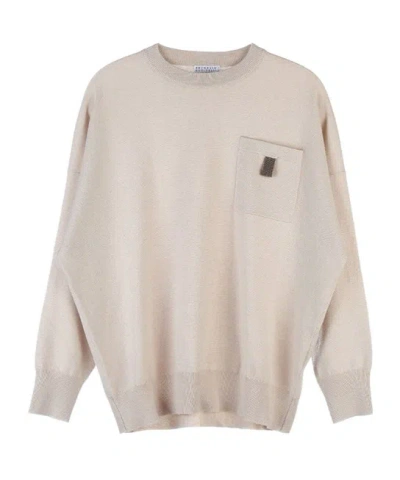 Brunello Cucinelli Long-sleeved Sweater In Nude