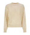 Brunello Cucinelli Women's Mohair, Wool, Cashmere And Silk Sweater With Dazzling Argyle Embroidery In Nude