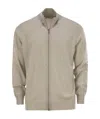 Brunello Cucinelli Men High-necked Cashmere Cardigan With Zip In Nude
