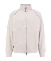 Brunello Cucinelli Cotton Sweatshirt With Leather Profiles In White