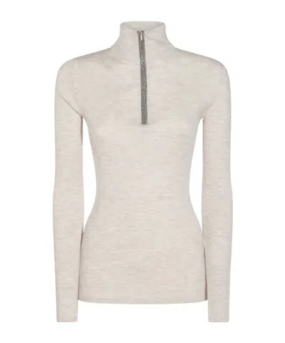 Brunello Cucinelli Long-sleeved Sweater In White