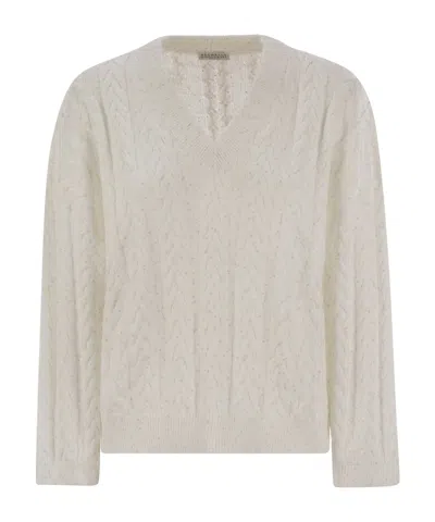 Brunello Cucinelli Long-sleeved Sweater In White