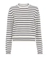 Brunello Cucinelli Cashmere Blend Striped Sweater With Paillette Detail In White