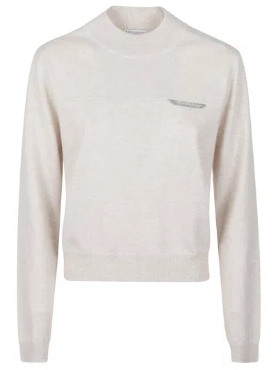 Brunello Cucinelli Monile-cashmere Turtleneck Sweater In White