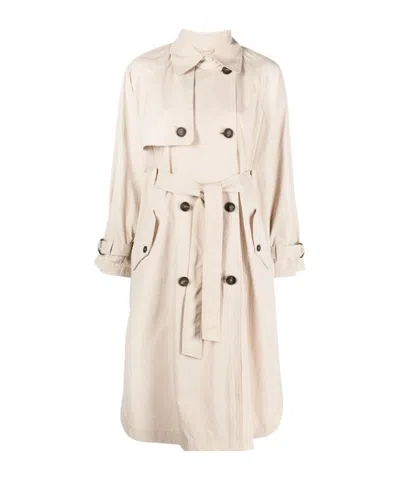 Brunello Cucinelli Long-sleeved Trench Coat In Neutral