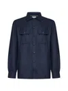 Brunello Cucinelli Long-sleeved Wool Shirt In Blue