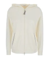 Brunello Cucinelli White Hoodie With Zip Closure In White