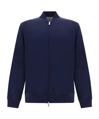 Brunello Cucinelli Long Sleeved Zip-up Sweatshirt In Black