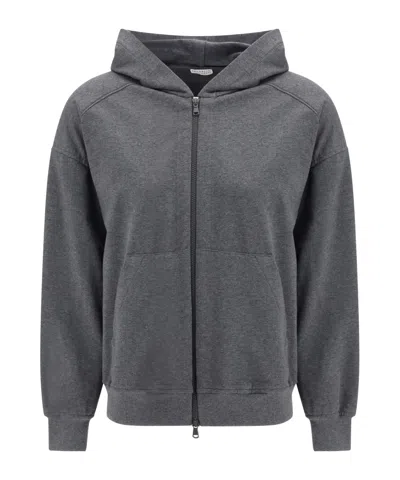 Brunello Cucinelli Long-sleeved Zippered Sweatshirt In Gray