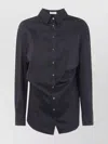 Brunello Cucinelli Long Sleeves Collared Neck Pleated Back Shirt In Black