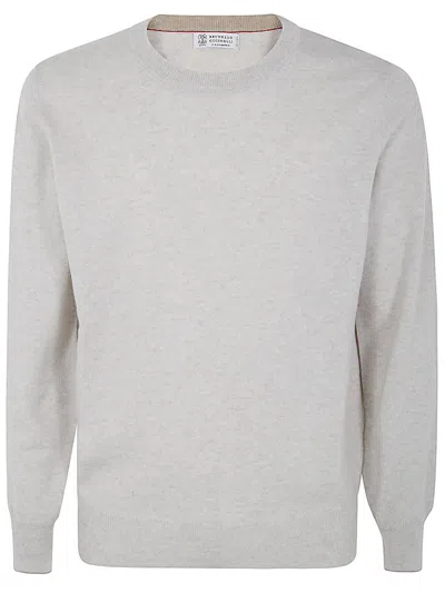 Brunello Cucinelli Cotton Sweater In Mist Grey