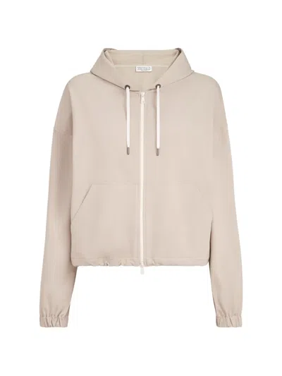 Brunello Cucinelli Couture Interlock Hooded Sweatshirt In Neutral