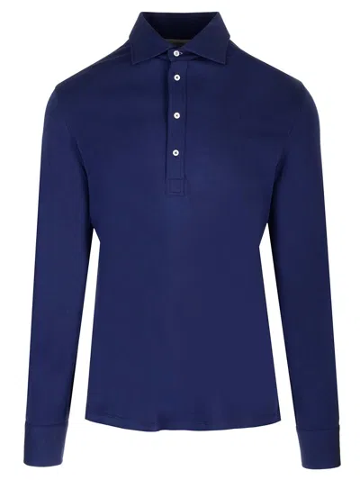 Brunello Cucinelli Long Sleeves Polo In Blue