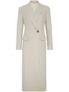 Brunello Cucinelli Wool Coat Peak Lapels In Neutrals