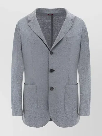 Brunello Cucinelli Longline Single-breasted Jacket Notch Lapel In Gray