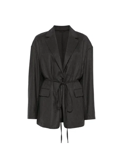 Brunello Cucinelli Long-sleeve Belted Blazer In Black