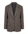 Brunello Cucinelli Herringbone-pattern Single-breasted Blazer In Brown