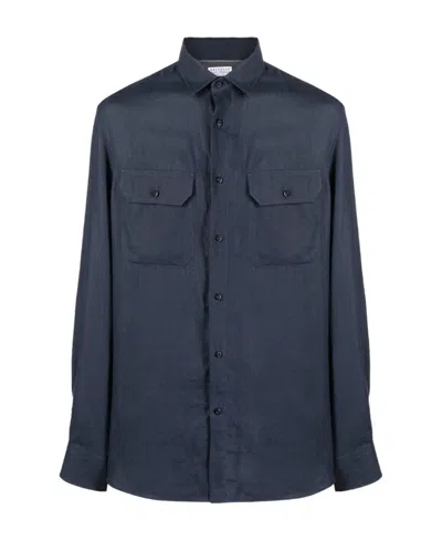 Brunello Cucinelli Long-sleeve Button-up Shirt In Blue
