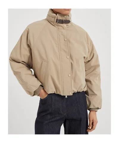 Brunello Cucinelli Long-sleeve Down Jacket In Brown