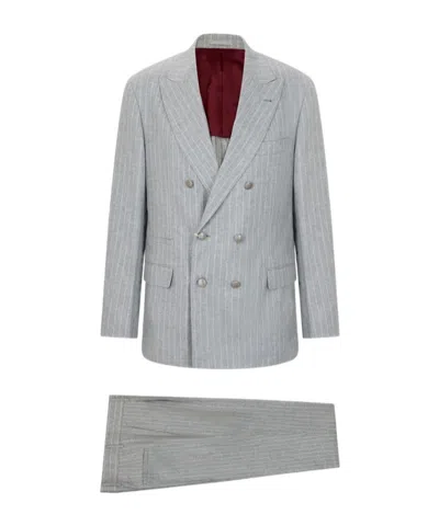 Brunello Cucinelli Long-sleeve Suit Set In Gray